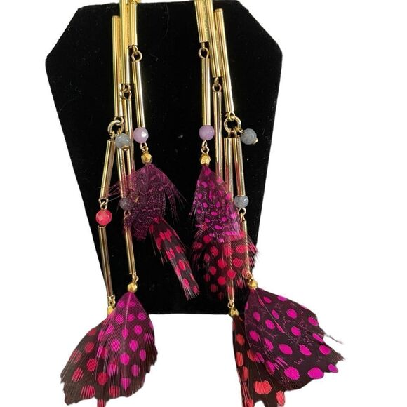 Susan Suell Curiosity Feather handmade spotty colourful feathers Post Earrings - Picture 6 of 7